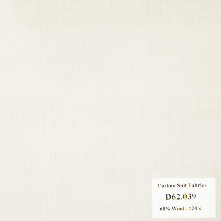  D62.039 Kevinlli V4 - Vải Suit 60% Wool - Trắng Trơn